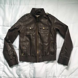 🎉2x HP🎉 Brown Faux Leather Jacket